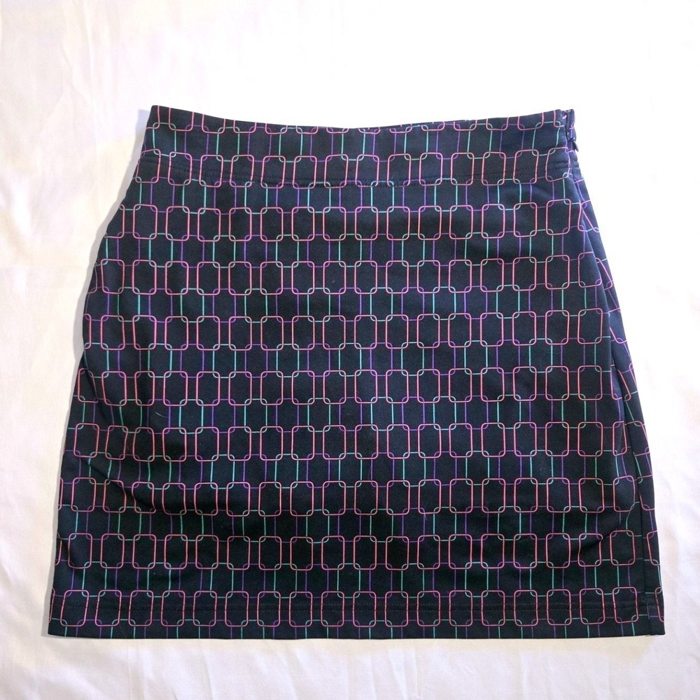 EP Pro Tour Tech Womens Golf Skort Size 6‎ Black Pink Geometric Print Mini Skirt